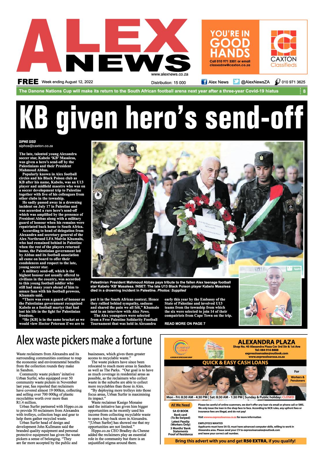 Alex News August 12 2022 page 1