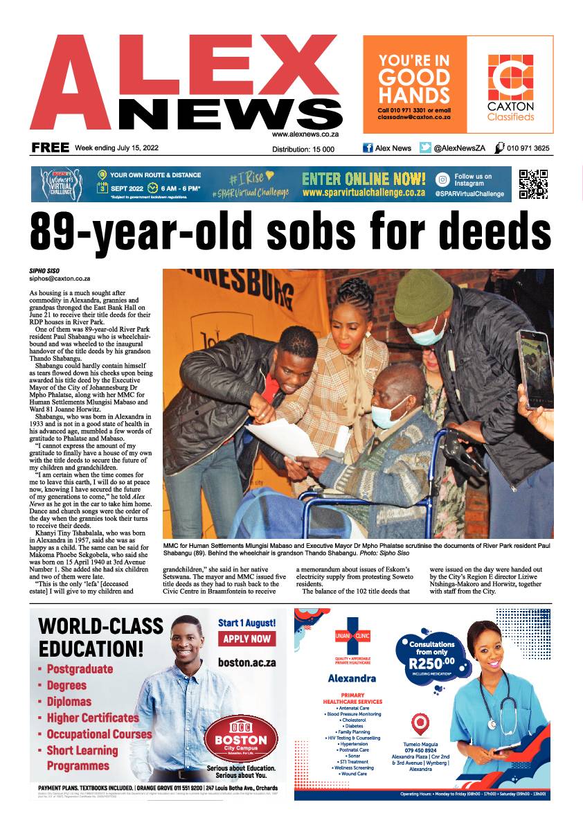 Alex News July 15 2022 page 1