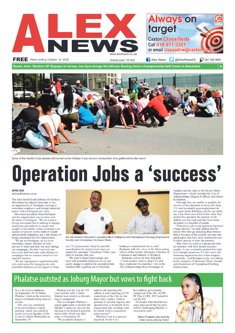 Alex News Oct 14 2022 page 1
